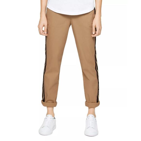 Zadig & Voltaire Pomelo Side-Stripe Pants Brown & Black Mid Rise Cotton Size 34 - Picture 1 of 12